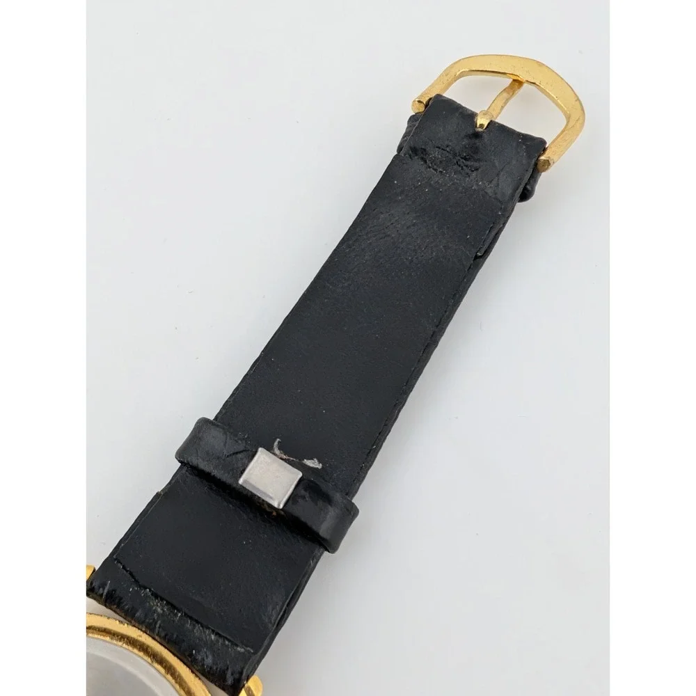 TIME Magazine Watch Men 33mm Gold Case Leather Band-‎ New Battery